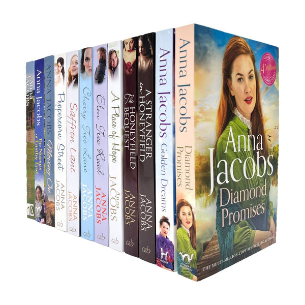 Anna Jacobs 12 Books Collection Set (Diamond Promises, Golden Dreams, A Stranger in Honeyfield, The Honeyfield Bequest and MORE)