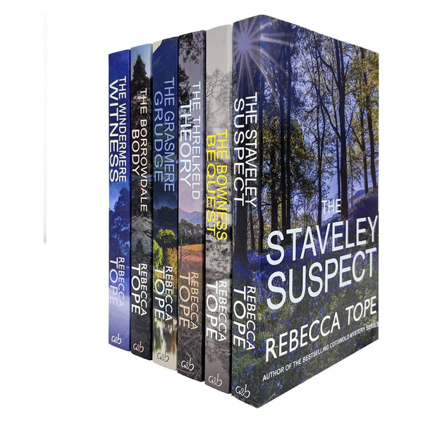 Lake District Mysteries 6 Books Set by Rebecca Tope (Staveley Suspect, Bowness Bequest, Threlkeld Theory, Grasmere Grudge, Borrowdale Body, Windermere Witness)