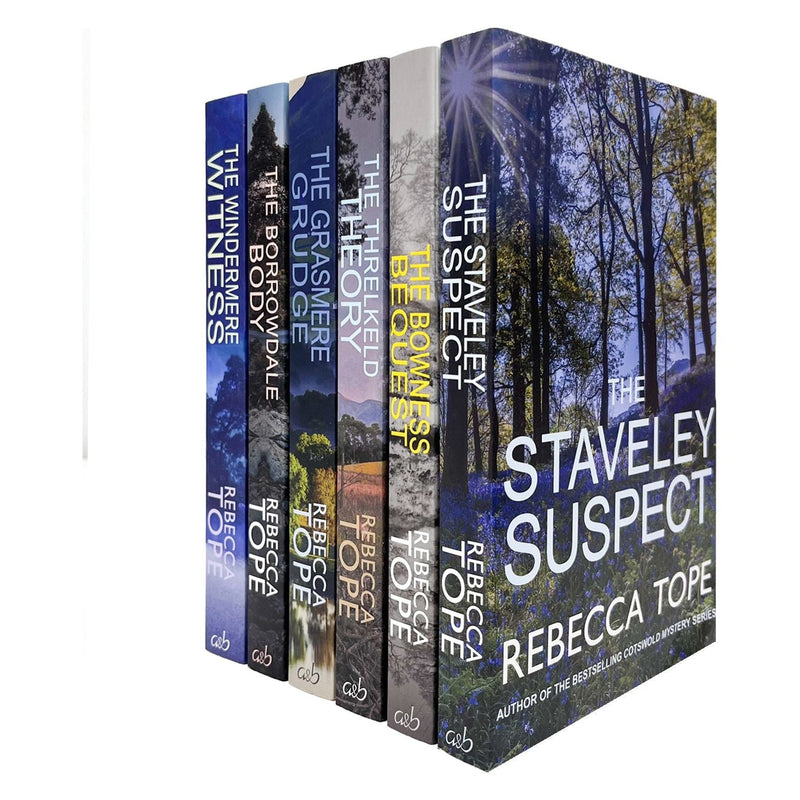 Lake District Mysteries 6 Books Set by Rebecca Tope (Staveley Suspect, Bowness Bequest, Threlkeld Theory, Grasmere Grudge, Borrowdale Body, Windermere Witness)