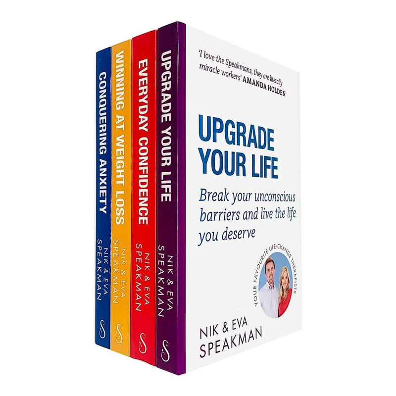 Nik and Eva Speakman 4 Books Collection Set (Conquering Anxiety, Winning at Weight Loss, Everyday Confidence and Upgrade Your Life)