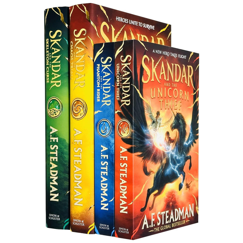 Skandar Series 4 Books Collection Set By A.F. Steadman (Skandar and the Chaos Trials, Skandar and the Phantom Rider, Skandar and the Unicorn Thief and Skandar and the Skeleton Curse)