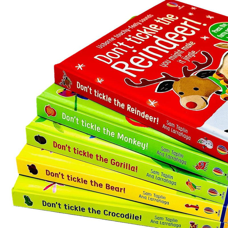 Usborne Don't Tickle Wildlife Collection 5 Books Set Series 2 (Touchy-Feely Sound Books) Monkey, Gorilla, Bear, Crocodile, Reindeer