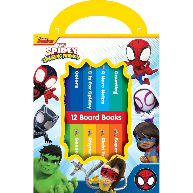 Disney Spidey and his Amazing Friends - My First Library 12 Board Book Set - First Words, Alphabet, Numbers, and More Baby Books - PI Kids