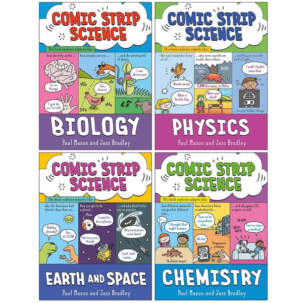 Comic Strip Science Series 4 Books Collection Set (Biology, Chemistry, Physics, Earth and Space)