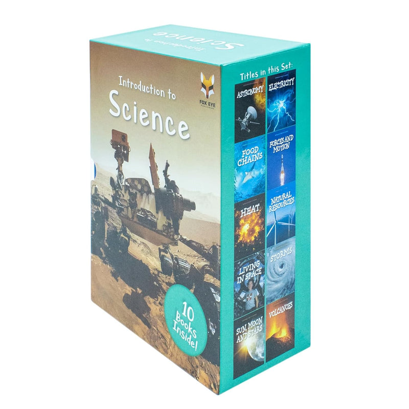 Children Introduction To Science For Beginners (Series 1) 10 Hardback Book collection Set: (Astronomy, Electricity, Food Chains, Forces And Motion, ... Storms, Sun, Moon And Stars, Volcanoes)