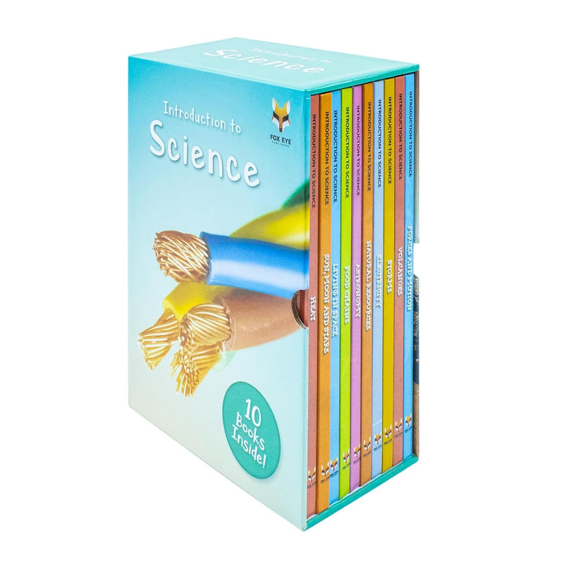 Children Introduction To Science For Beginners (Series 1) 10 Hardback Book collection Set: (Astronomy, Electricity, Food Chains, Forces And Motion, ... Storms, Sun, Moon And Stars, Volcanoes)