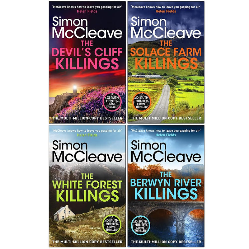 DI Ruth Hunter Series 4-7 Collection 4 Books Set By Simon McCleave (The Devil's Cliffs Killings, The Solace Farm Killings, The White Forest Killings and The Berwyn River Killings)