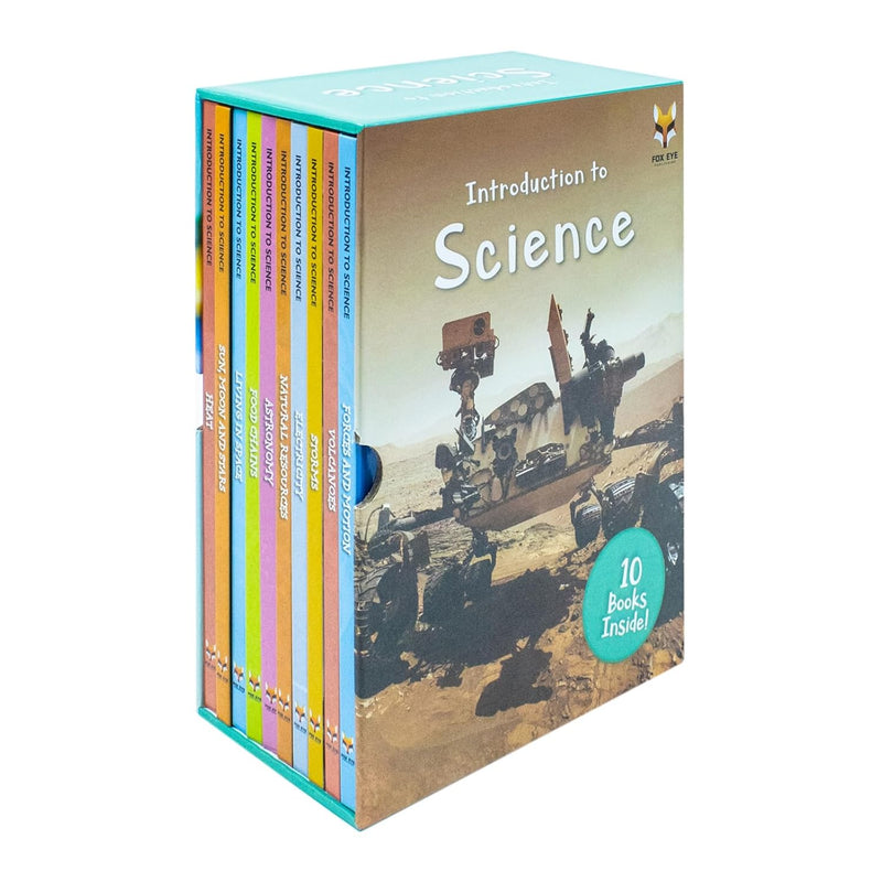 Children Introduction To Science For Beginners (Series 1) 10 Hardback Book collection Set: (Astronomy, Electricity, Food Chains, Forces And Motion, ... Storms, Sun, Moon And Stars, Volcanoes)