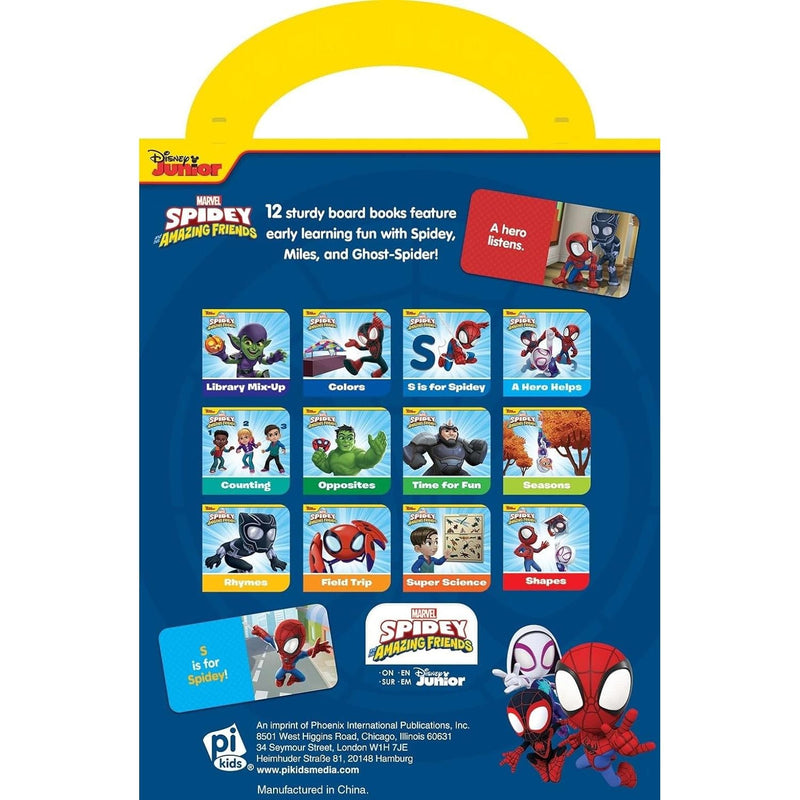 Disney Spidey and his Amazing Friends - My First Library 12 Board Book Set - First Words, Alphabet, Numbers, and More Baby Books - PI Kids