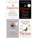 Yuval Noah Harari Collection 4 Books Set (Homo Deus, Sapiens A Brief History of Humankind, 21 Lessons for the 21st Century and Nexus)