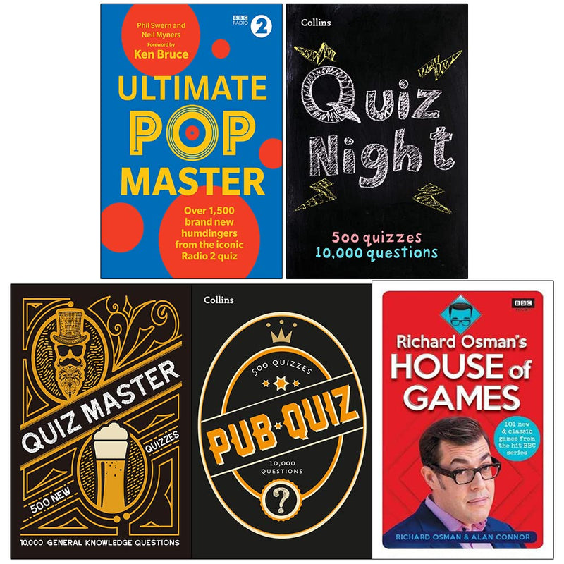 Ultimate Popmaster, Collins Quiz Night, Collins Quiz Master, Collins Pub Quiz and Richard Osman's House of Games 5 Books Collection Set