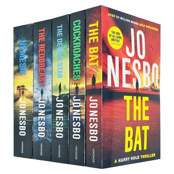 Harry Hole Series 1-5 Books Collection Set By Jo Nesbo (The Bat, Cockroaches, The Redbreast, Nemesis & The Devil's Star)