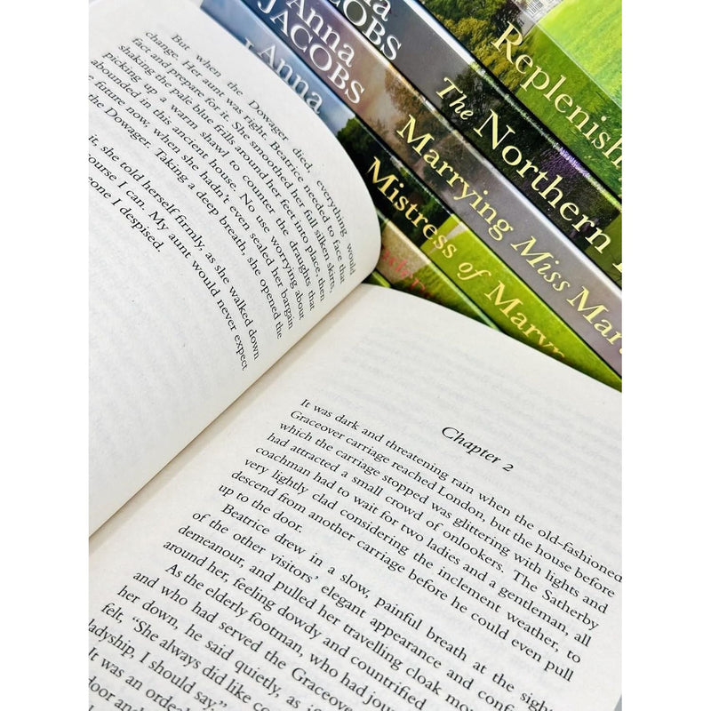 Anna Jacobs Collection 7 Books Set (The Northern Lady, Persons of Rank, Marrying Miss Martha, Mistress of Marymoor, Replenish the Earth, Seasons of Love, An Independent Woman)