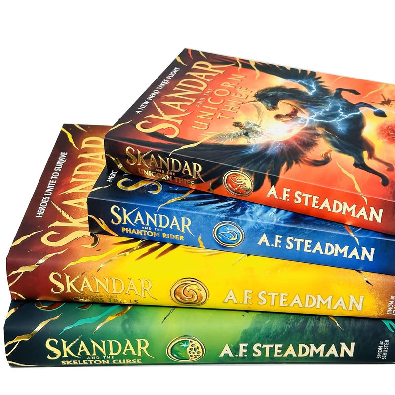 Skandar Series 4 Books Collection Set By A.F. Steadman (Skandar and the Chaos Trials, Skandar and the Phantom Rider, Skandar and the Unicorn Thief and Skandar and the Skeleton Curse)