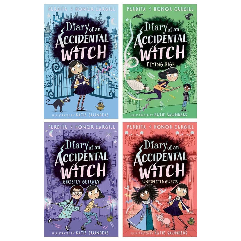 Diary of an Accidental Witch Series 4 Books Collection Set by Honora and Perdita Cargill (Diary of an Accidental Witch, Flying High, Ghostly Getaway &amp; Unexpected Guests)
