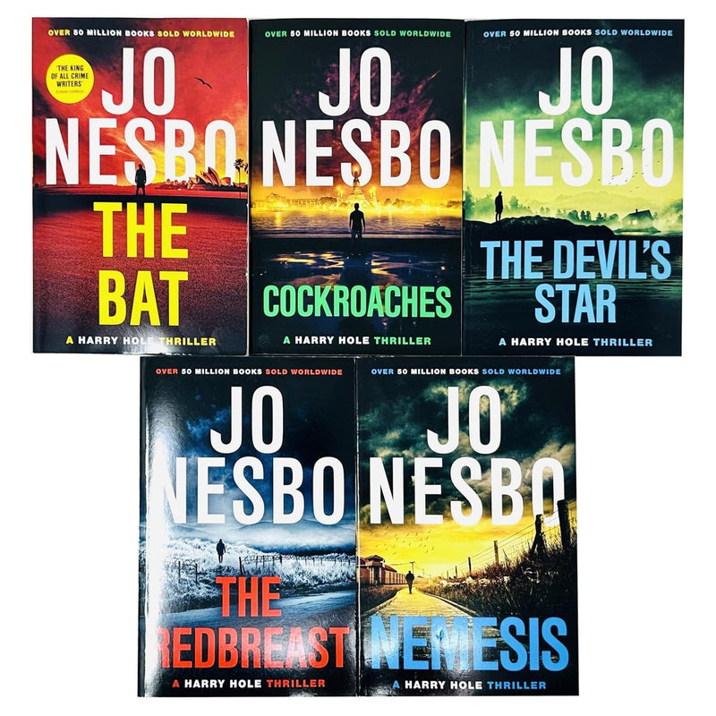 Harry Hole Series 1-5 Books Collection Set By Jo Nesbo (The Bat, Cockroaches, The Redbreast, Nemesis & The Devil's Star)