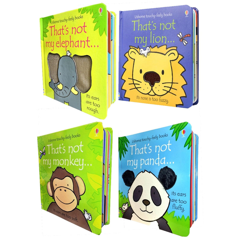 Usborne Thats Not My Animals Collection 4 Books Set ( Lion, Elephant, Panda, Monkey)