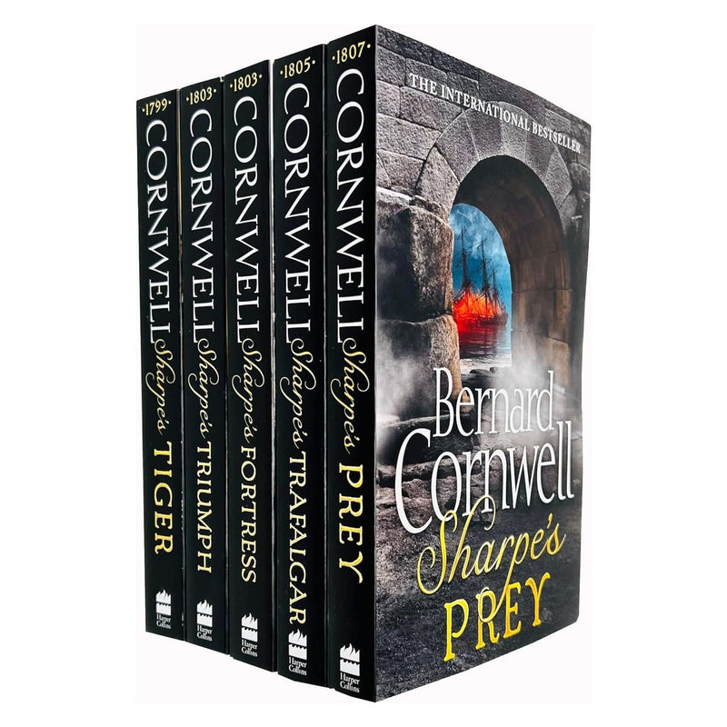Sharpe Series Books 1 - 5 Collection Set by Bernard Cornwell (Tiger 1799, Triumph 1803, Fortress 1803, Trafalgar 1805 & Prey 1807)