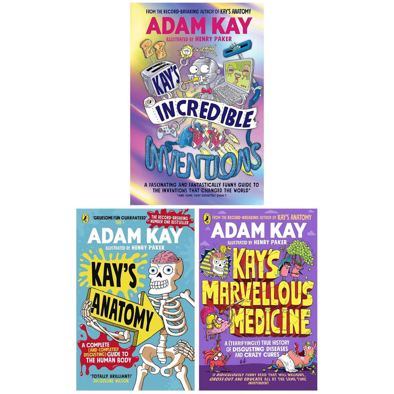 Adam Kay's 3 Books Collection Set (Kay's Incredible Inventions, Kay's Anatomy and Kay's Marvellous Medicine)
