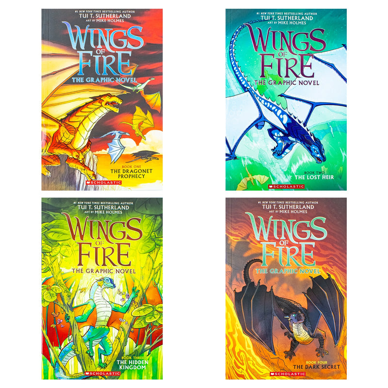 Wings of Fire Graphix 4 Books Box Set (The Dragonet Prophecy, The Lost Heir, The Hidden Kingdom and The Dark Secret)