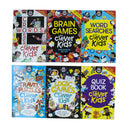 Brain Games Clever Kids 6 Books Collection Set (Brain Games, Travel Puzzle, Crosswords, Logic Games, WordSearches & Quiz Book)