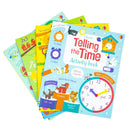 Children Usborne Educational Workbooks 4 Books Set (Addition & Subtraction, Times Tables, Telling the Time, Multiplying Dividing)