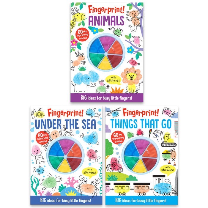 Fingerprint! Activities Series 3 Books set (Things that Go, Under the Sea, Animals)