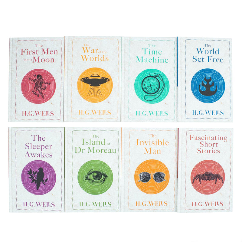The Complete H. G Wells 8 Books Hardback Collection Set: (The First Men on the Moon, The Island of Dr Moreau, The Invisible Man, The War of the Worlds and Other Short Stories)