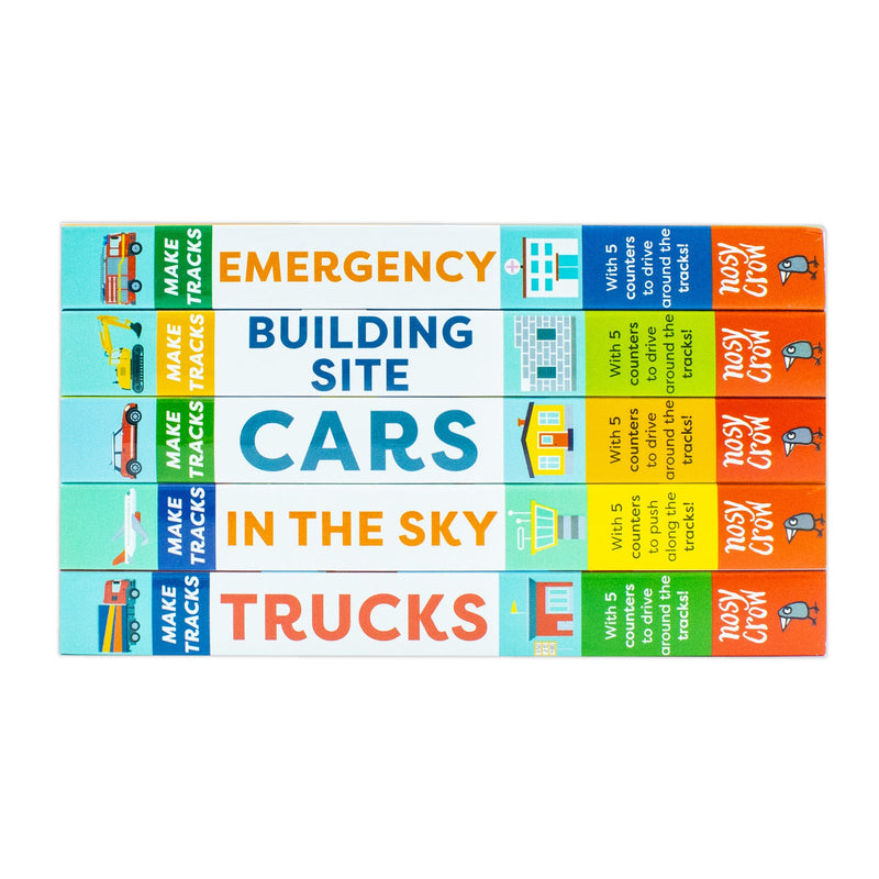 Make Tracks Series 5 Books Collection Set (Emergency, Building Site, Cars, In The Sky, Trucks)