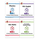 CGP KS1 Year 1 10-Minute Weekly Workout Bundle – Ages 5-6 (Maths, English, Phonics, Handwriting)