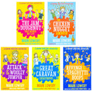 Roman Garstang Disasters Collection 5 Books Set By Mark Lowery (Chicken Nugget Ambush, Attack of the Woolly Jumper, Great Caravan Catastrophe, Revenge of the Spaghetti Hoops, The Jam Doughnut That Ruined My Life)