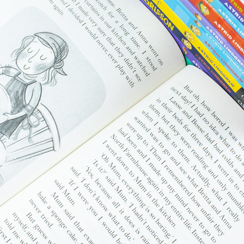 Astrid Lindgren Collection 14 Books Set (The Children of Noisy Village, Happy Times,Nothing but Fun, The World&amp;#x27;s Best Karlsson,Flies Again,on the Roof,Pippi Longstocking,Emil&amp;#x27;s Clever Pig &amp;amp; More)