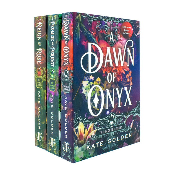 Sacred Stones Series 3 Books Collection Set By Kate Golden | Epic Fantasy Romance Trilogy - A Dawn of Onyx, A Promise of Peridot and A Reign of Rose