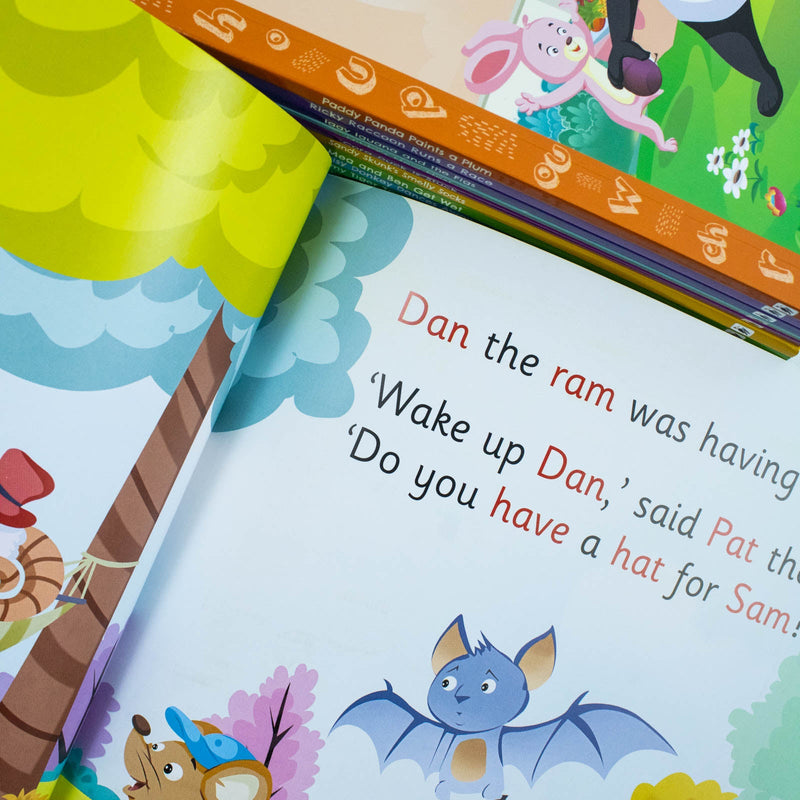 My First Phonic Sounds 12 Books Collection Box Set with Included Fun Activities(A Hat for Sam the Bat,Paddy Panda Paints a Plum,Ricky Raccoon Runs a Race,Nibby New Nest & More)(Learning Key Level 1)