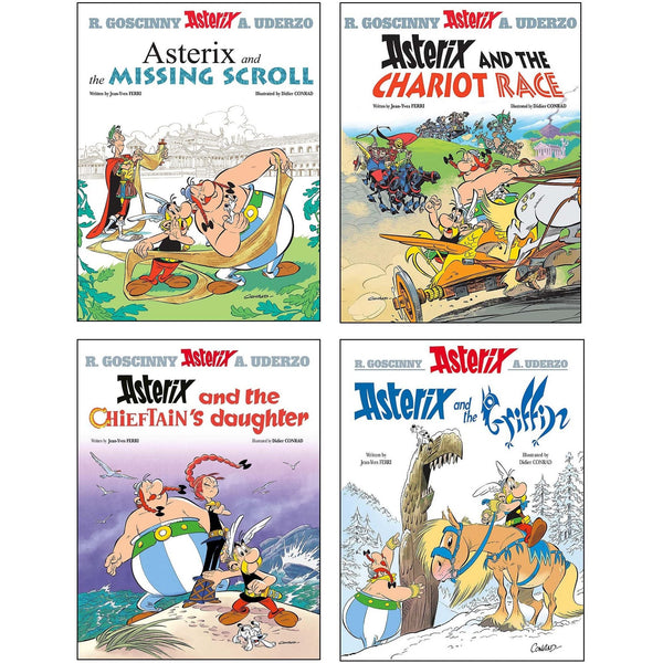 Asterix Series 8 Collection 4 Books Set (Book 36-39) (Asterix and The Missing Scroll, Asterix and The Chariot Race, Asterix and The Chieftain Daughter ; Asterix and the Griffin)