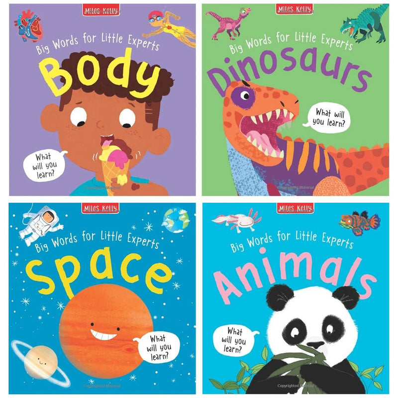 Big Words for Little Experts 4 Books Set (Body, Dinosaurs, Space, Animals)