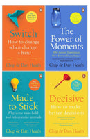 Chip & Dan Heath Collection 4 Books Set (Switch, Decisive, Made To Stick, The Power of Moments)
