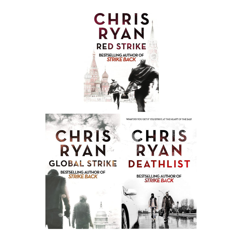 Chris Ryan Strike Back Thriller 3 Books Collection Set - Deathlist, Global Strike, Red Strike