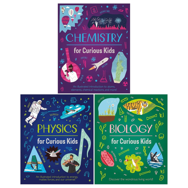 Curious Kids Series 3 Books Collection Set (Biology, Physics, Chemistry)