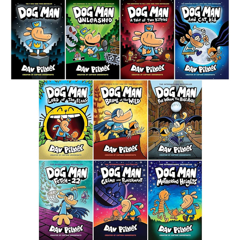 Dog Man Series 10 Books Collection Set by Dav Pilkey Mothering Heights, Grime and Punishment, Fetch-22, For Whom the Ball Rolls, Brawl of The Wild