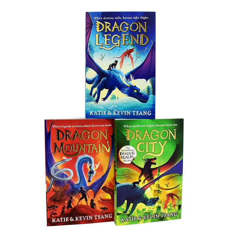 Dragon Realm Series 3 Books Collection Set By Katie Tsang, Kevin Tsang (Dragon Legend, Dragon Mountain, Dragon City)
