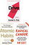 Drive The Surprising Truth, Radical Candor, Atomic Habits 3 Books Collection Set