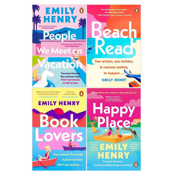 Emily Henry Collection 4 Books Set (Book Lovers, Beach Read, People We Meet on Vacation and Happy Place)