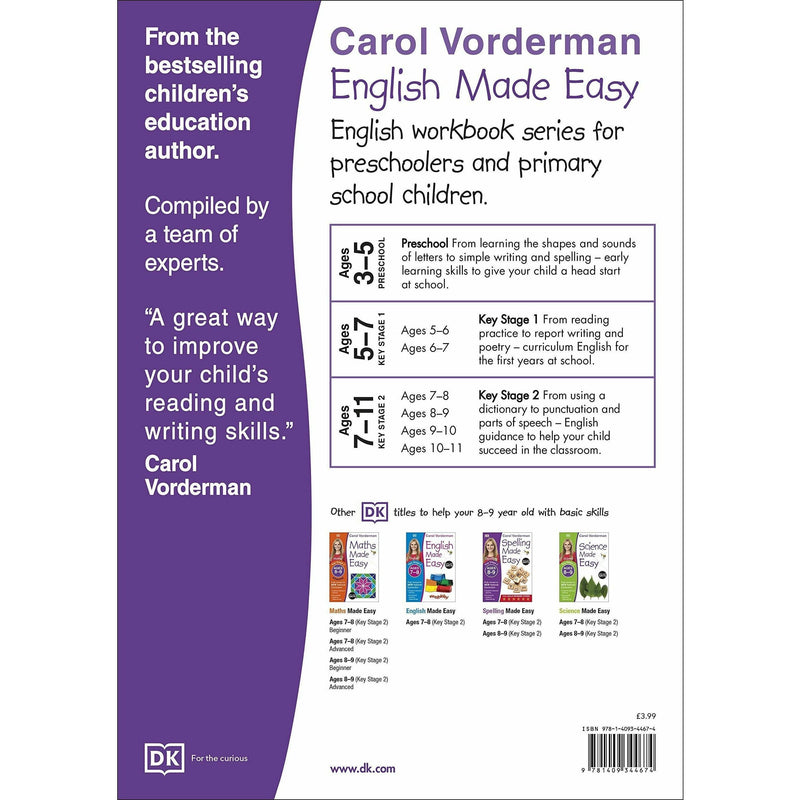 English Made Easy, Ages 8-9 (Key Stage 2): Supports the National Curriculum, English Exercise Book (Made Easy Workbooks)