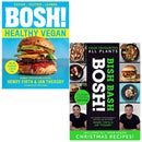 BOSH! Healthy Vegan & BISH BASH BOSH 2 Book Set by Henry Firth & Ian Theasby – Plant-Based Cookbook Collection