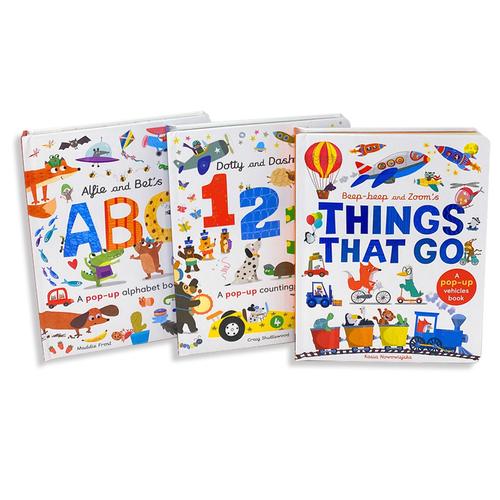 My Very First Pop Up Library Books Collection Set (3 Books Box Set - Ages 0-3 - Board Books - Little Tigers - Books: Alphabets ABC, Numbers 123, Vehicles Things That Go)