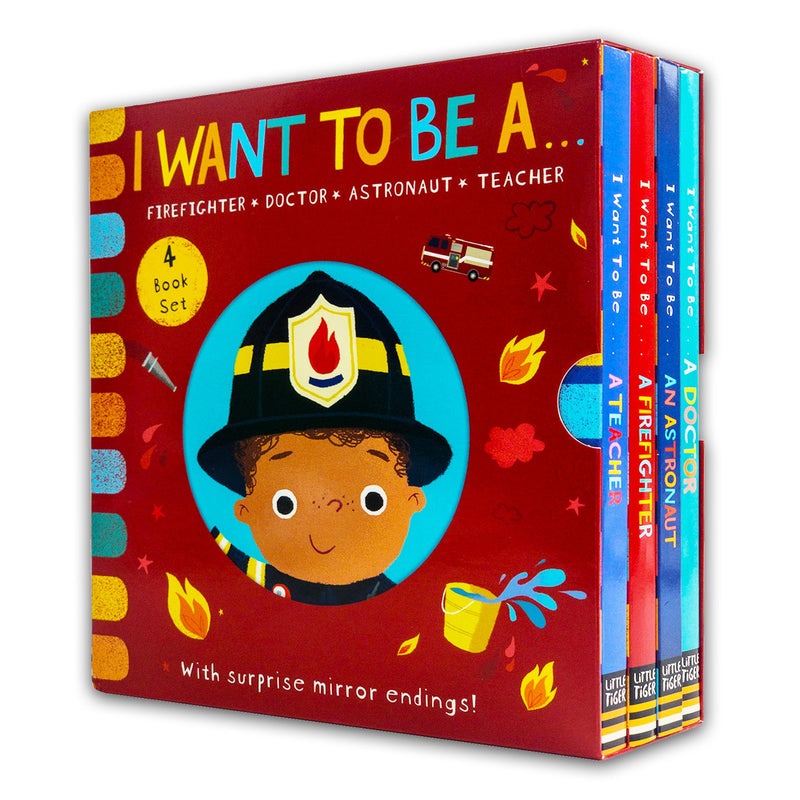 I WANT TO BE A... Series 4 Books Childrens Collection Set (Teacher, Firefighter, Astronaut, Doctor)