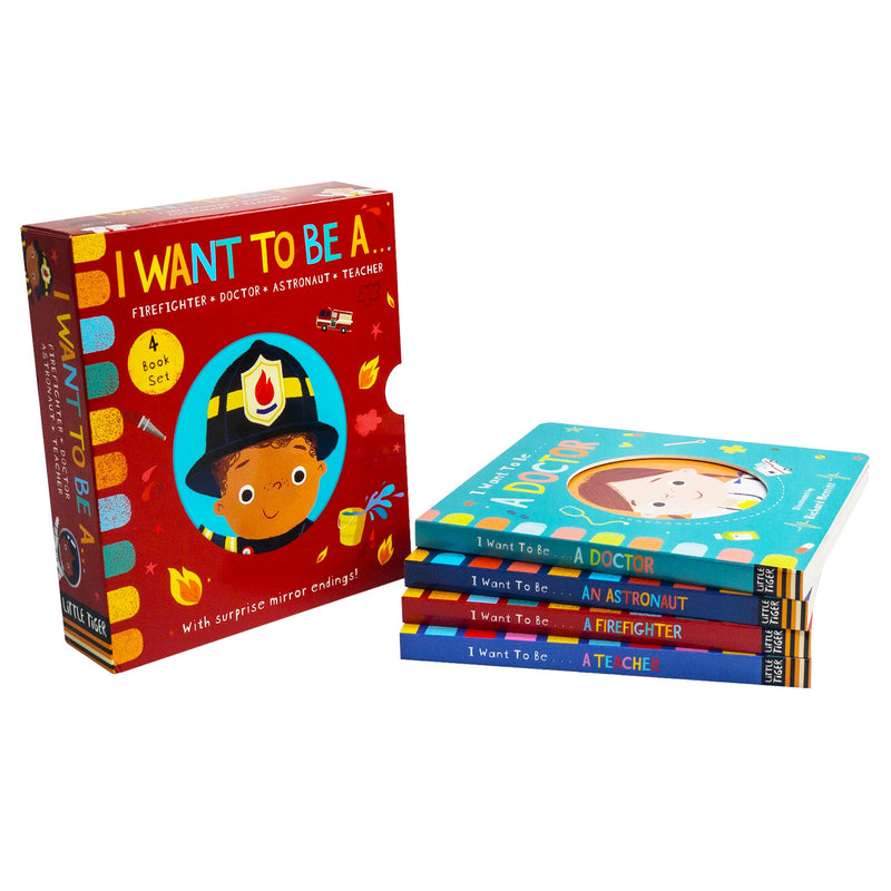 I WANT TO BE A... Series 4 Books Childrens Collection Set (Teacher, Firefighter, Astronaut, Doctor)