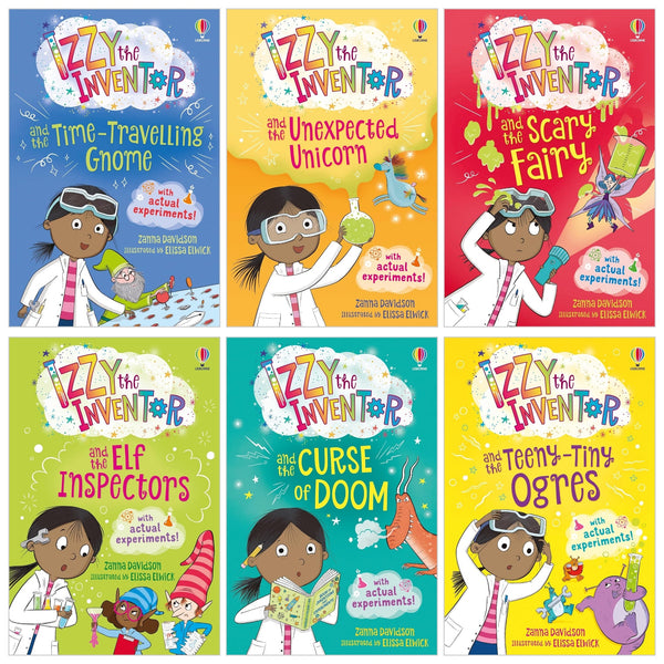 Izzy the Inventor Series By Zanna Davidson 6 Books Collection Set (The Unexpected Unicorn, The Curse of Doom, The Time Travelling Gnome, Teeny Tiny Ogres, The Elf Inspectors, The Scary Fairy)