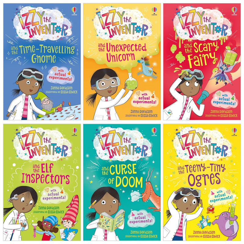 Izzy the Inventor Series By Zanna Davidson 6 Books Collection Set (The Unexpected Unicorn, The Curse of Doom, The Time Travelling Gnome, Teeny Tiny Ogres, The Elf Inspectors, The Scary Fairy)